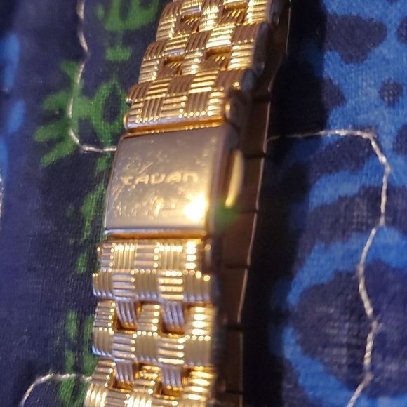 Tavan Wicker Woven Look Gold Tone Women's Watch‎ Diamond Numerals 3766-191 - Picture 6 of 8